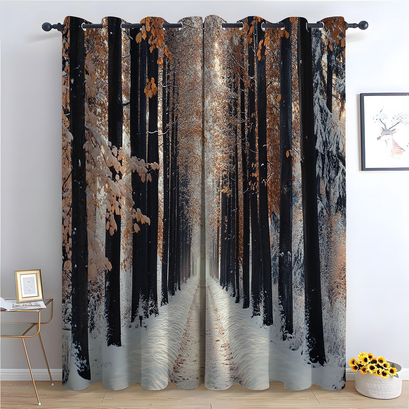 WQBQKKX Abstract Line Curtains For Living Room Black Green Patterned Curtains Vintage Art Deco Drapes Thermal Insulated Room Darkening Curtain-42 W x 84" L (Pack of 2)