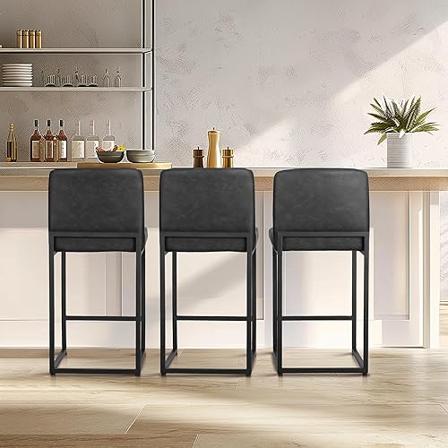 Miniatura 14 de Juego de 2 taburetes de bar de altura de mostrador de color blanco cremoso de 24 pulgadas, modernos taburetes de bar dorados con respaldo tapizado