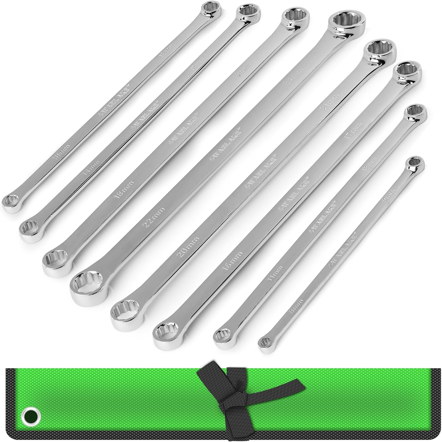 SWANLAKE 8PCS Extra Long Double Box End Wrench Set, CRV, Less Effort