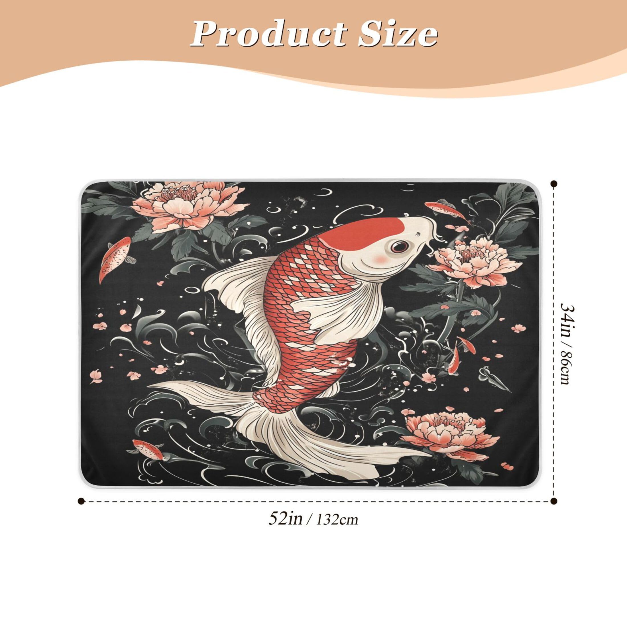 Takiito Red Fish Bed Pad Reusable Bed Underpad Washable Waterproof Leak-Proof Quick Dry Incontinence Pee Pad for Toddlers Kids Adults Pets 34x52 in