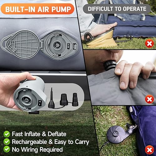 Vista 86 de Umbrauto Colchón de aire para platón de camioneta de tamaño estándar de 6 a 6.5 pies, inflable, para dormir en exteriores, tienda de campaña, Negro