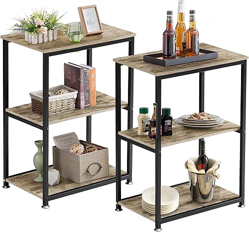 VECELO Mesa auxiliar de extremo alto, mesita de noche de 30 pulgadas de altura con estante de almacenamiento de 3 niveles para sala de estar,