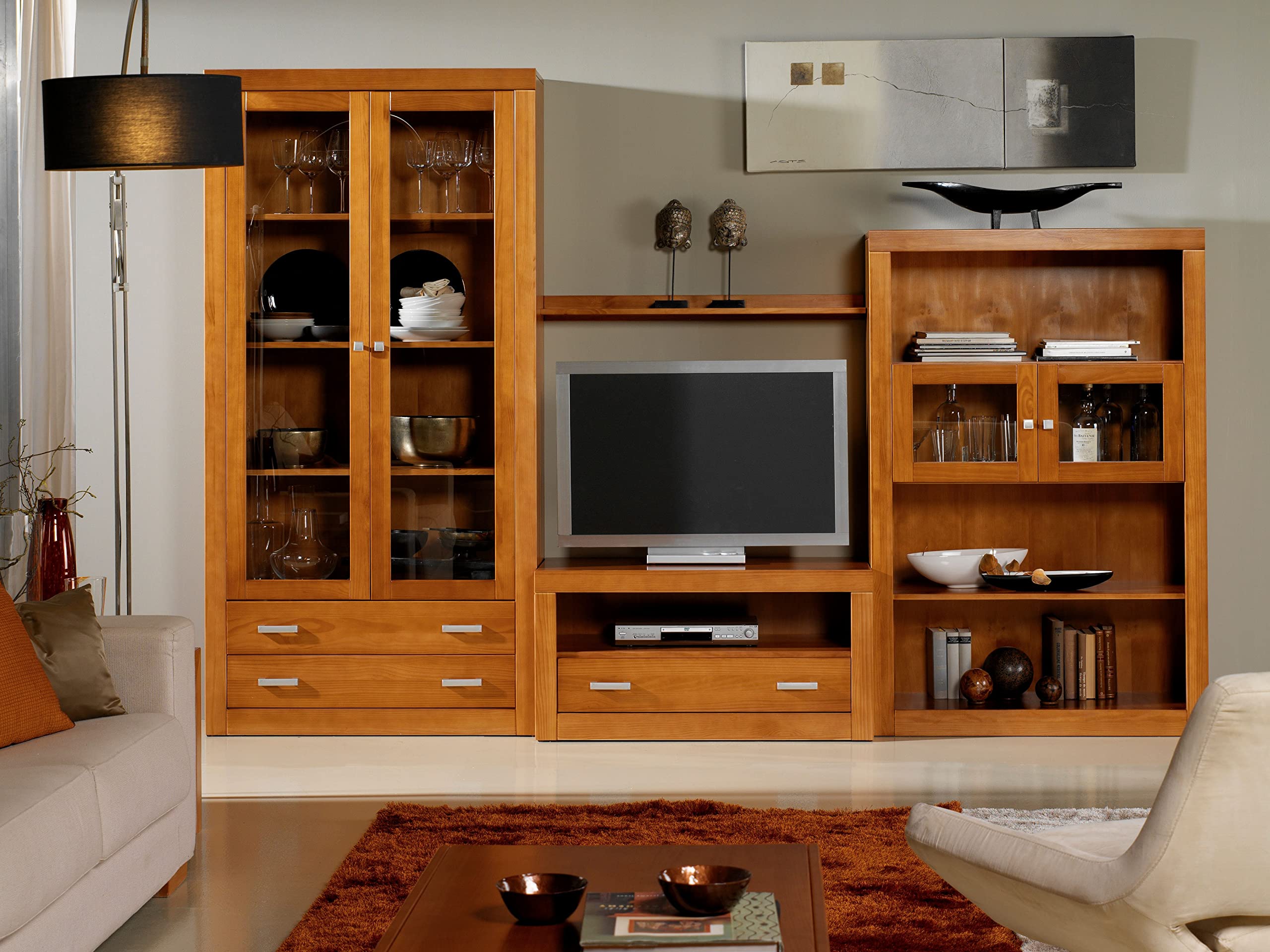 Dogar Moblit Recibidor Consola con Dos Cajones Realizado en Madera de Pino Maciza Serie Kalpe Color Cerezo Medidas (85x105x35) cm (altoxAnchoxFondo) Robusta y Duradera