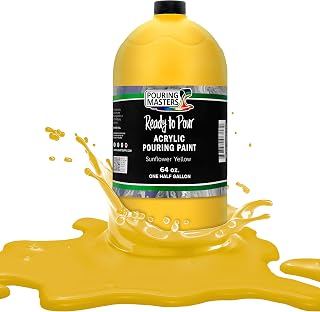 Pouring Masters Sunflower Yellow Ready to Pour Acrylic Pouring Paint - Premium 64-Ounce Pre-Mixed Fluid Acrylic Paint - Fluid Art Supplies for Canvas, Wood, Paper, Tile & Rocks