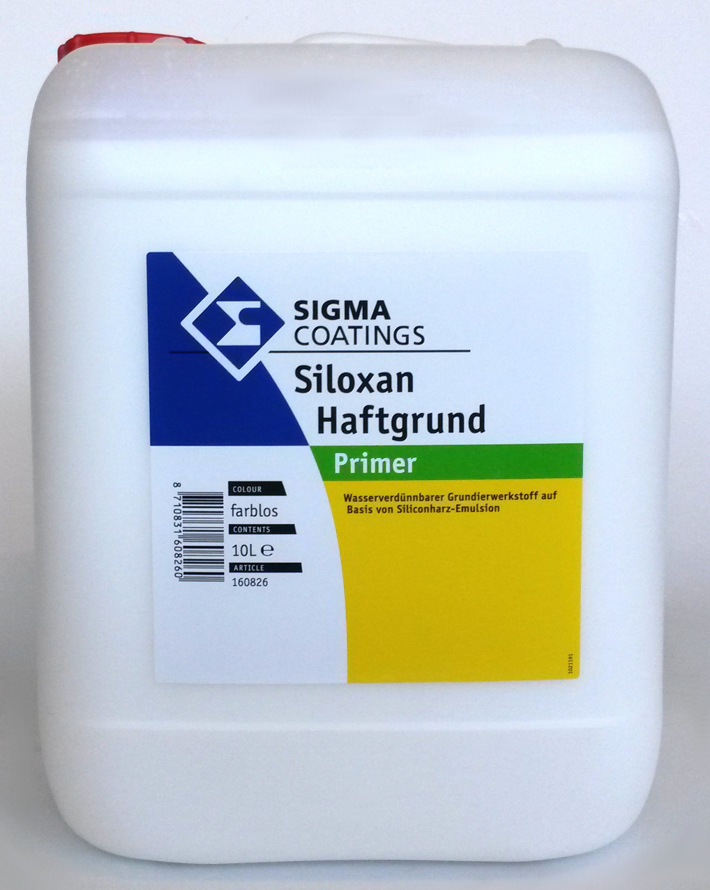 SIGMA Siloxan Haftgrundund, 10 l, diluible en agua, sustancia de imprimación solidificante a base de emulsión de resina de silicona para exteriores.