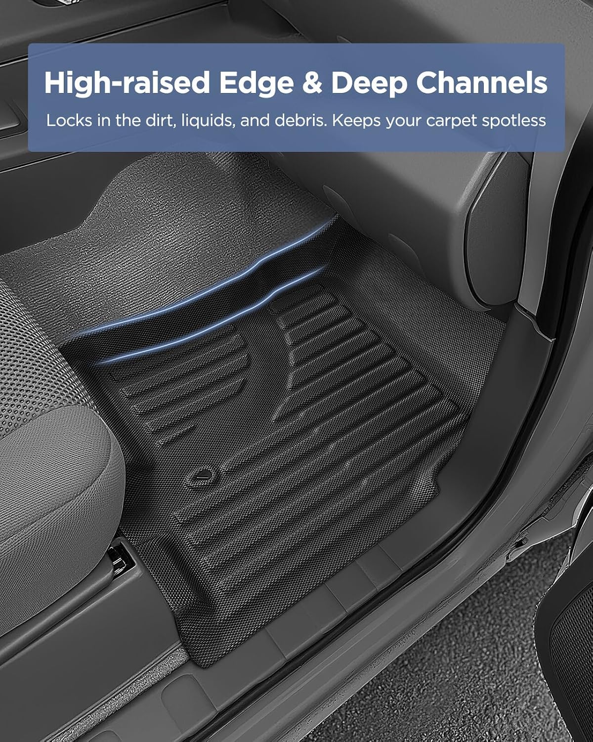 for Nissan Frontier 2008–2021 (Crew Cab Only, Not for King Cab, Fits Original Floor Only), Custom Fit All-Weather Floor Liners, Heavy-Duty TPE Carpet Floor Mats for Truck Interior Accessories, Black