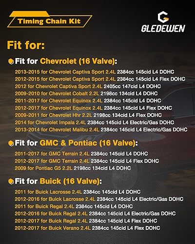 Miniatura 10 de Juego de juntas de cabeza y kit de cadena de distribución y bomba de agua, compatible con Chevy Captiva Cobalt Equinox HHR Malibu, Buick Lacrosse