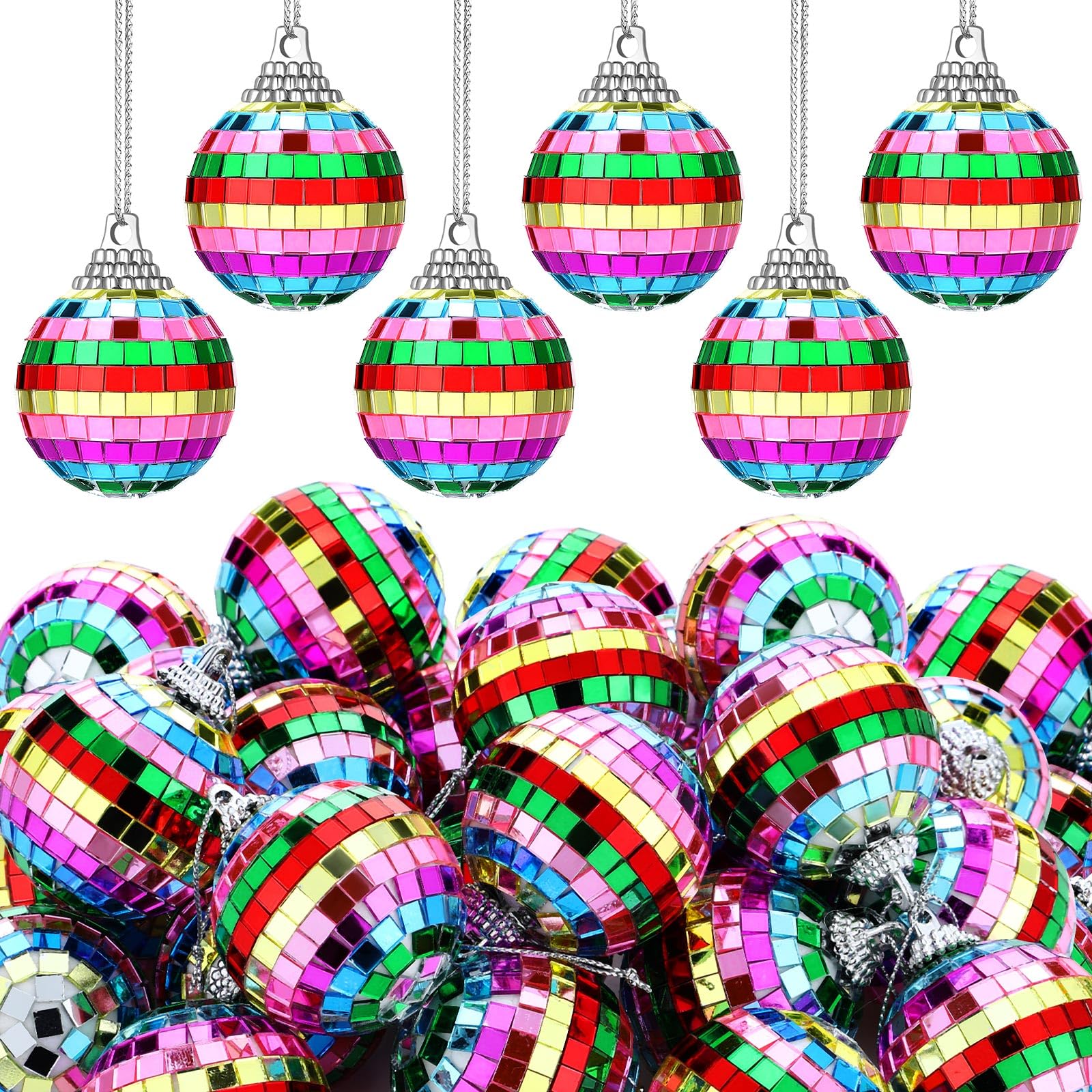 Boule disco suspendre lot de 24 mini miroirs colorés pour salle de fête