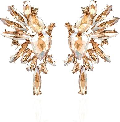 Vintage Rhinestone Statement Earrings for Women Fashion Bling Colorful Crystal Cluster Drop Dangle Earrings