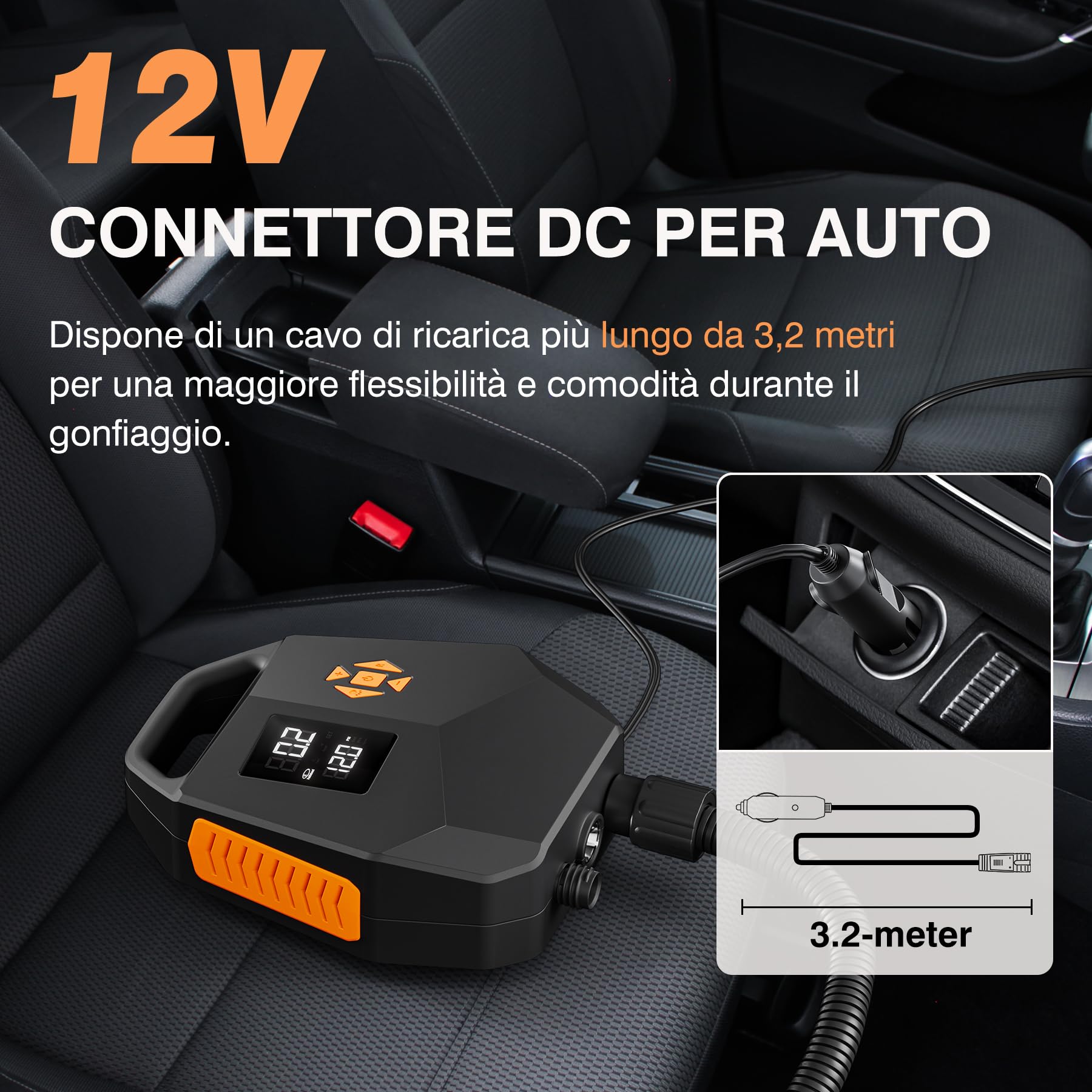Pompa elettrica SUP 20 PSI - Pompa ad aria a doppio motore con arresto automatico, adattatore per auto da 12 V per tavole gonfiabili, kayak, barche - gonfiaggio silenzioso e veloce