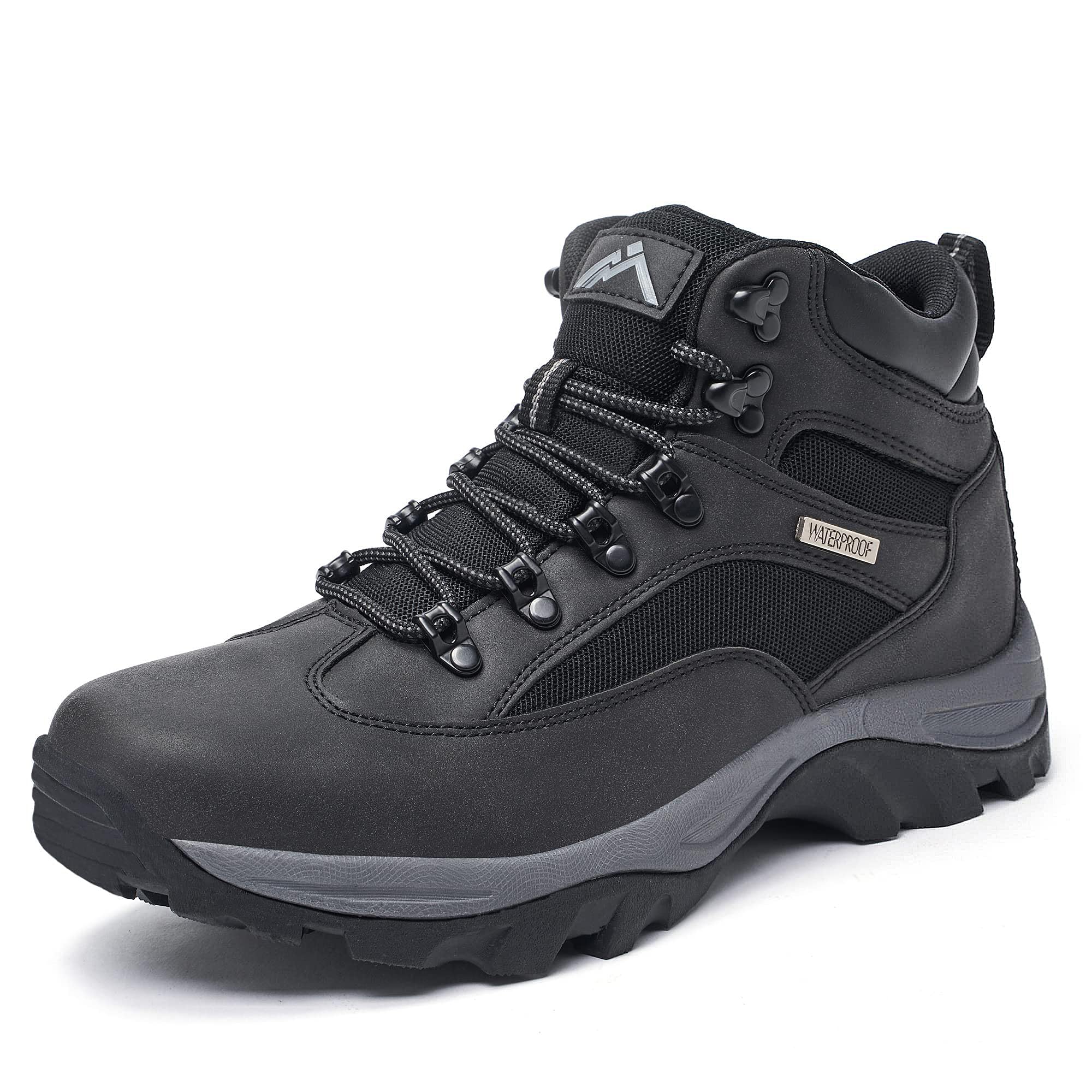 CC-Los Men's Waterproof Hiking Boots Outdoor Relaxed Fit Lightweight Black Size 11-11.5 Wide