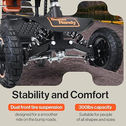 Miniatura 4 de SuperHandy Scooter de movilidad 4 ruedas todo terreno, ruedas delanteras de 8 pulgadas y traseras de 10 pulgadas, motor sin escobillas de 500 W,