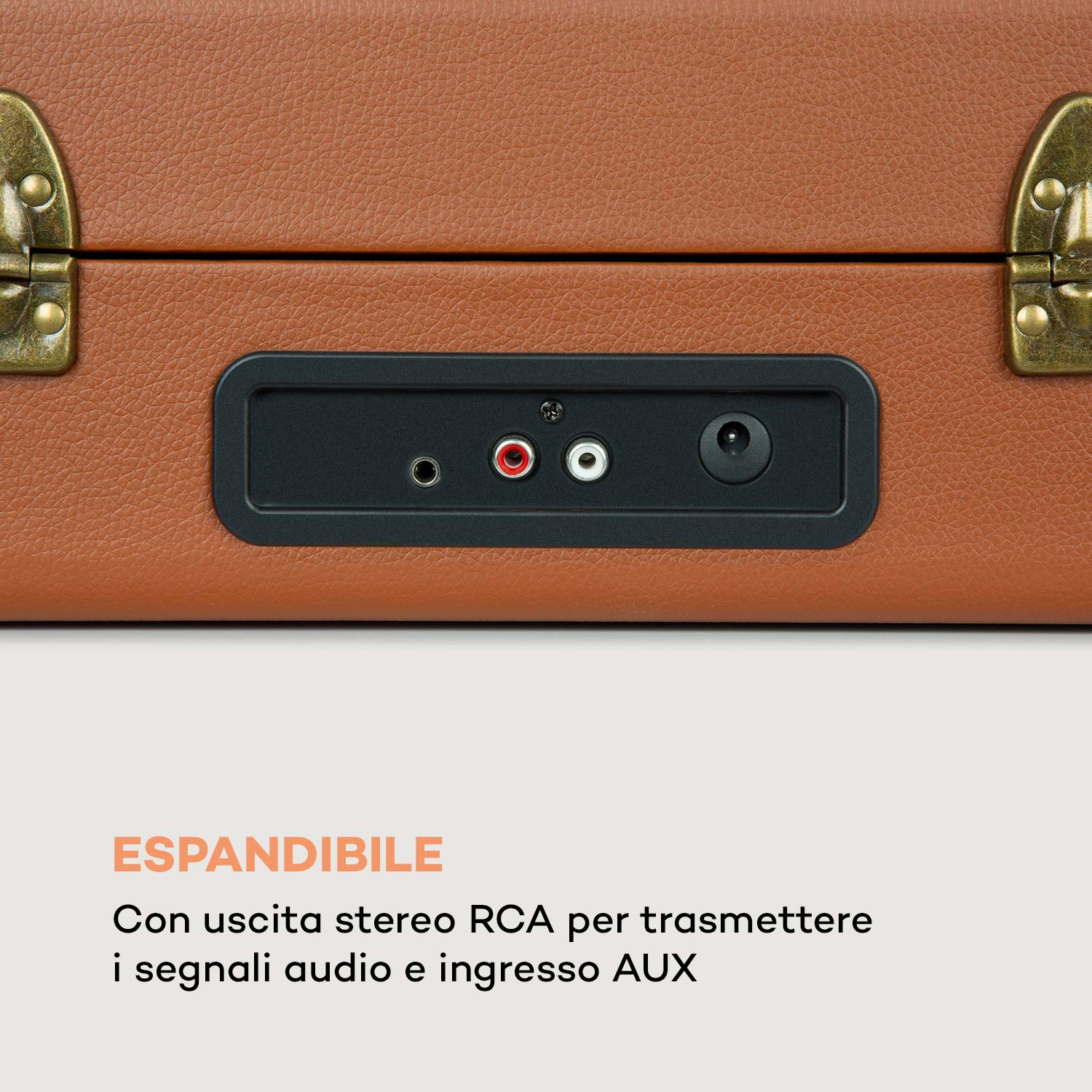 AUNA Jerry Lee - Giradischi Vintage, Lettore Vinili, Unità a Cinghia, Altoparlanti Stereo, USB, 3 Velocità, 33/45/78 giri/min, 3 Dimensioni di Dischi, Funzione di Avvio Automatico, Marrone Chiaro