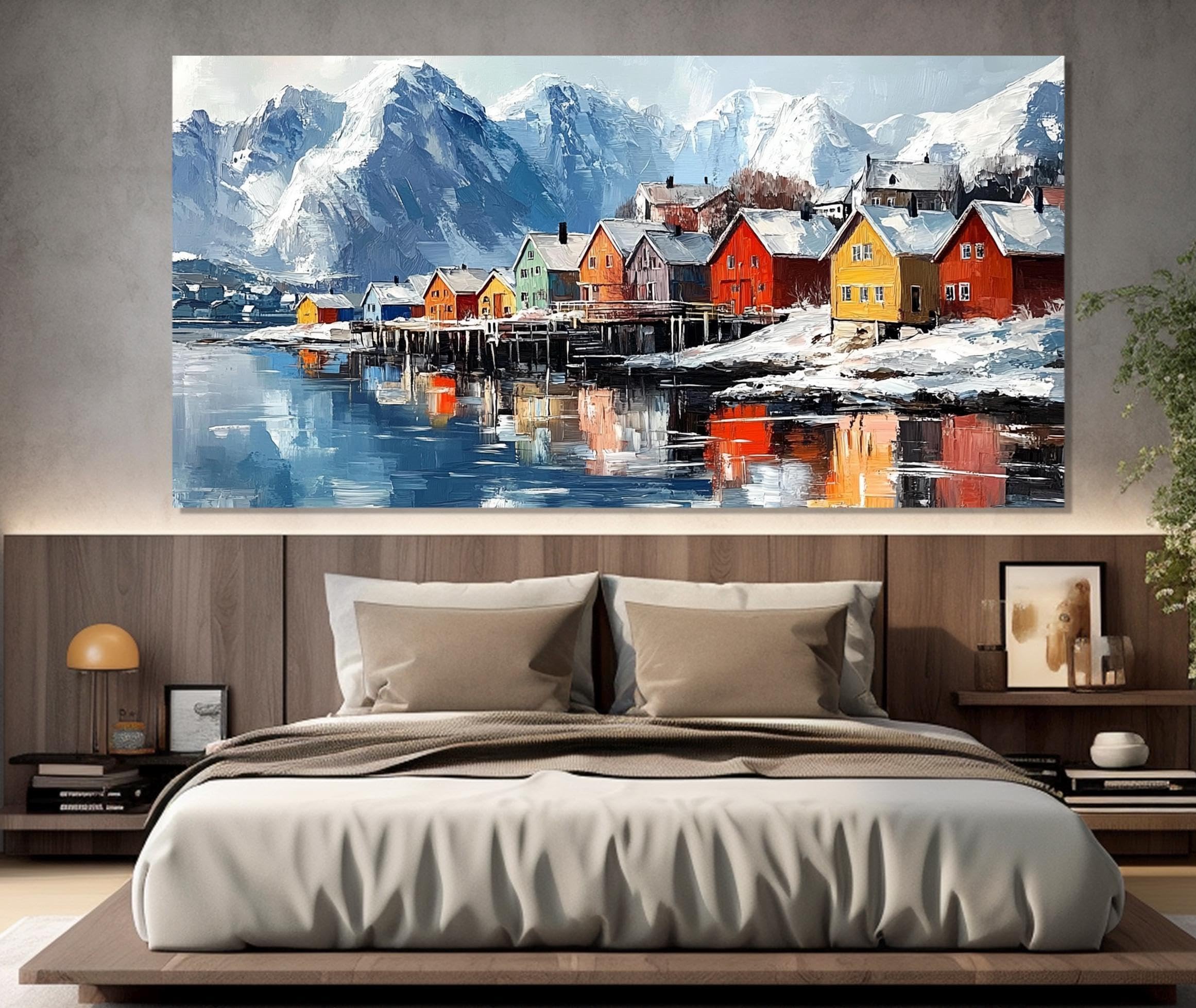Peinture sur toile décoration murale scandinave sans cadre