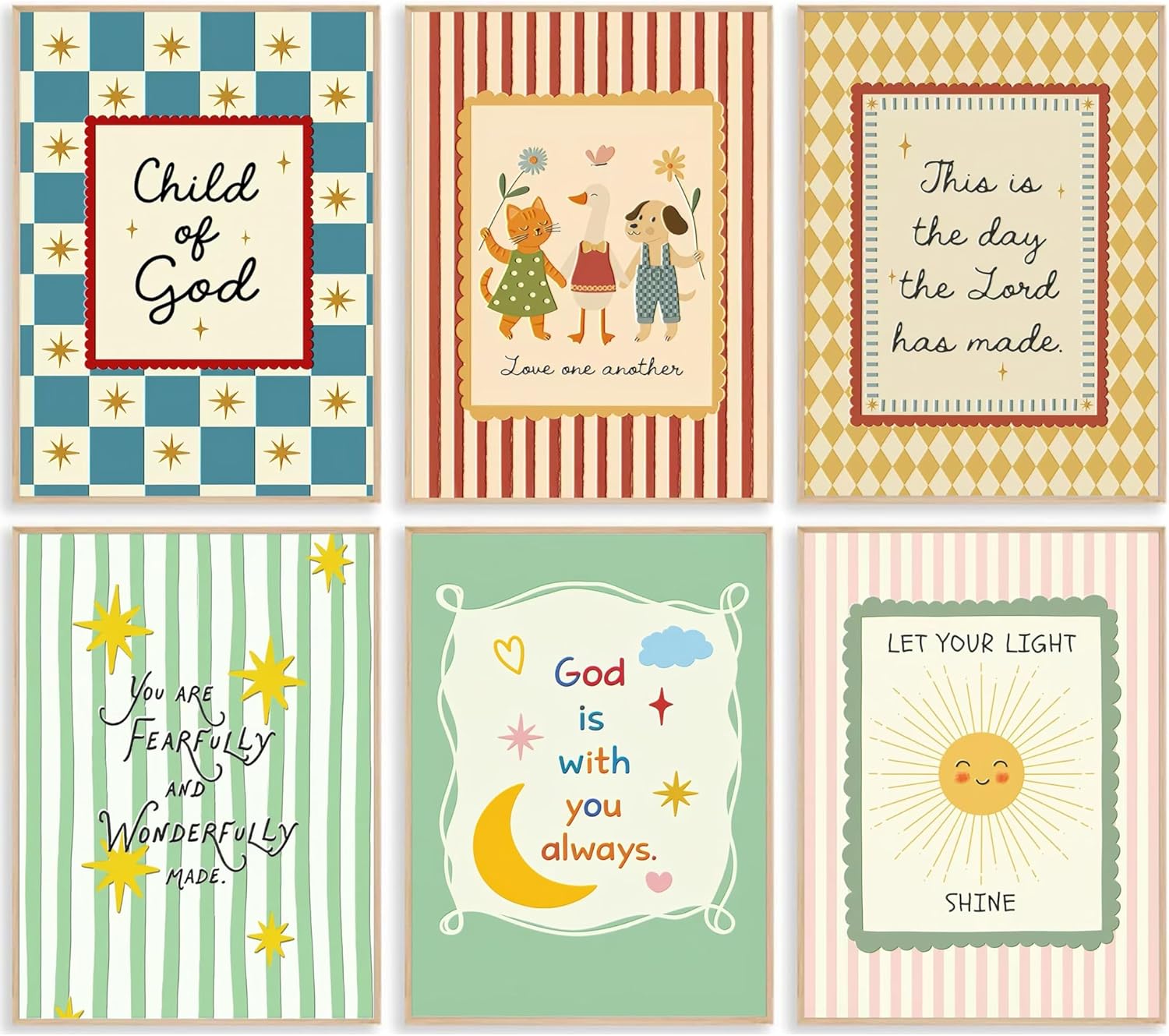 3D Texture Nursery Christian Bible verses Wall Art Kids of God Painting Picture Wall Decor Child Inspiring scripture Poster Print Artwork for Nursery Sunday School Children's Room Home Decoration