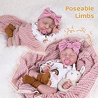 Vista 4 de Aori Muñecas de Bebé Reborn Realistas de la Vida Real Muñecas de Bebé de 20'' Bebé Recién Nacido Durmiendo Niña con Ropa de Muñeca Arcoíris