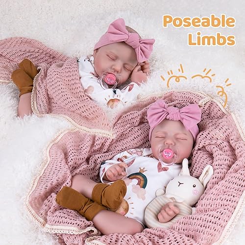 Vista 4 de Aori Muñecas de Bebé Reborn Realistas de la Vida Real Muñecas de Bebé de 20'' Bebé Recién Nacido Durmiendo Niña con Ropa de Muñeca Arcoíris