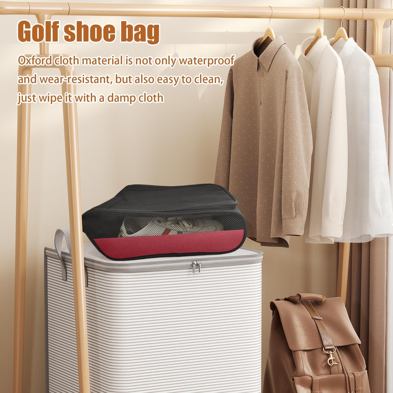 Bolsas De Zapatos Para Viajes,Bolsa Porta Zapatos - Bolsa para zapatillas Bolsa para zapatos | Bolsa organizadora para almacenamiento de zapatos de viaje con asa de correa con cremallera ventilada imp
