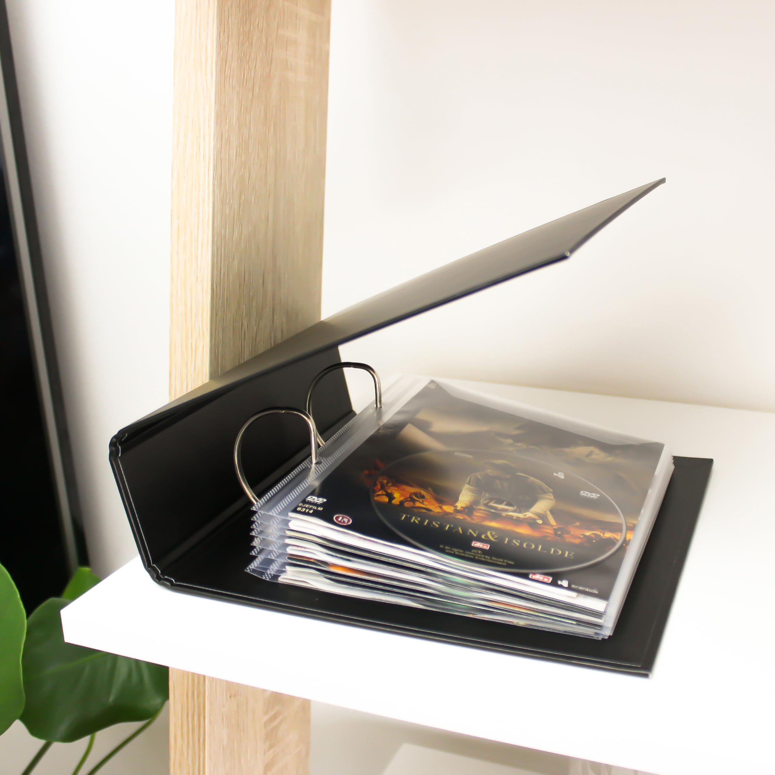 Tarifold Raccoglitore a 2 anelli per archiviazione DVD, archiviazione CD e Blu-Ray, nero, confezione da 4 (10284-4)