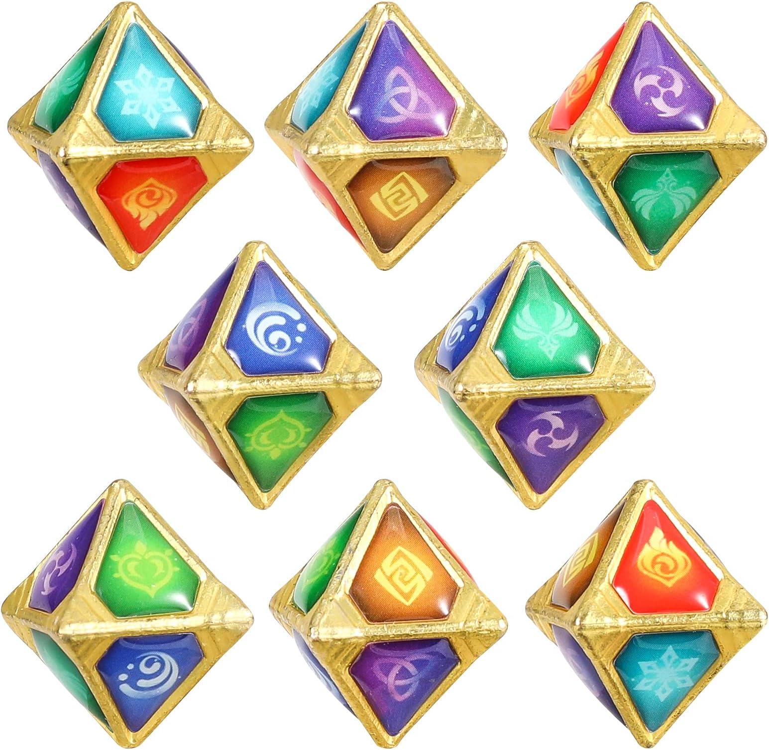 Anime Game GI Genius Invokation TCG Elemental Dice Game Props Accessories Collection Toys (8 pcs)