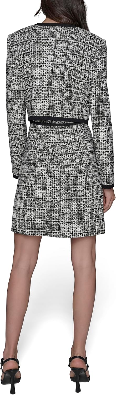 KARL LAGERFELD womens Trim Piping Cropped Long Sleeve Jacket - Image 4