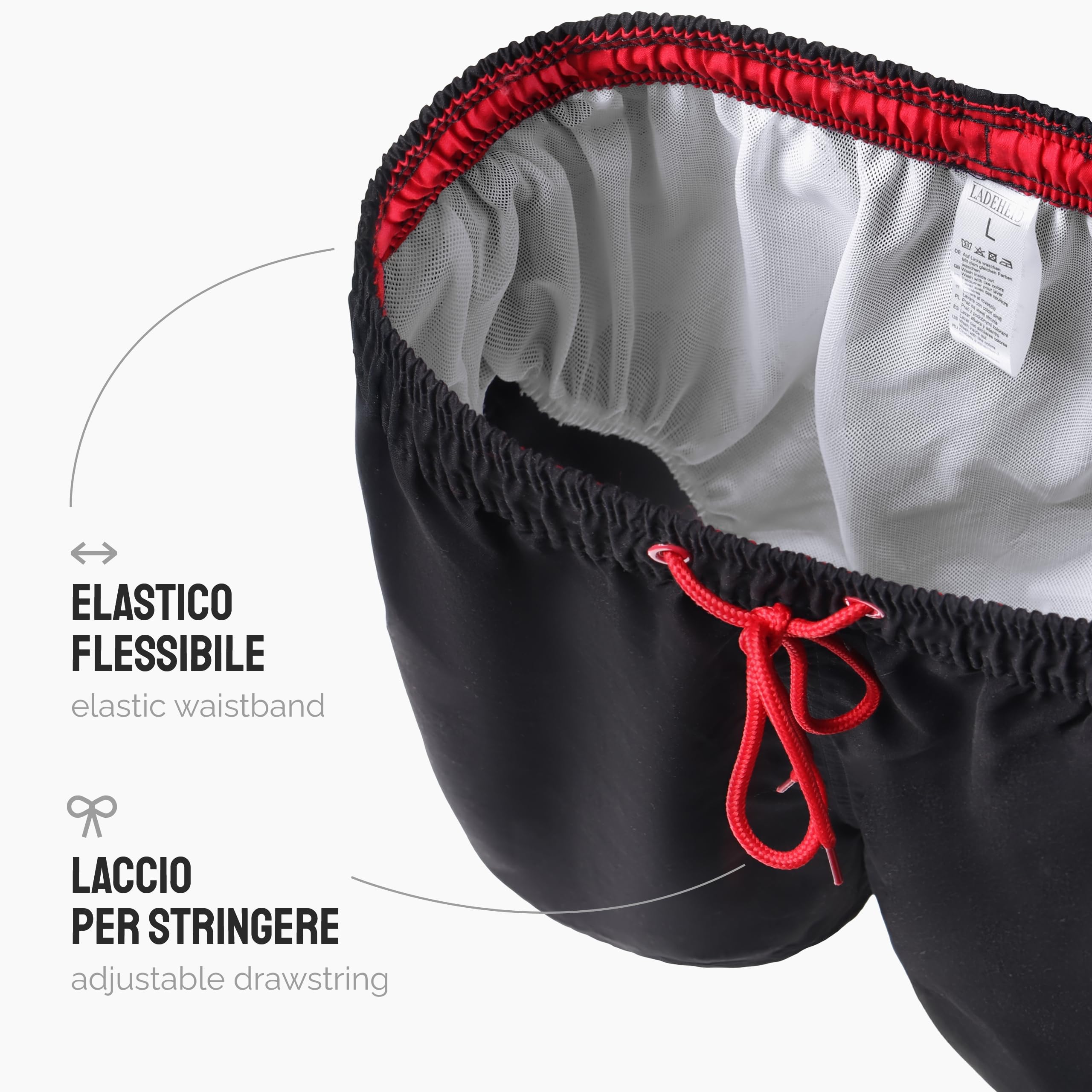 Ladeheid Costume Uomo Mare Classico Lunghezza con Taschino, Medium Drawstring, Fodera Rete, Costumi da Bagno, Boxer per la Spiaggia, la Piscina e Il Surf LA40-128