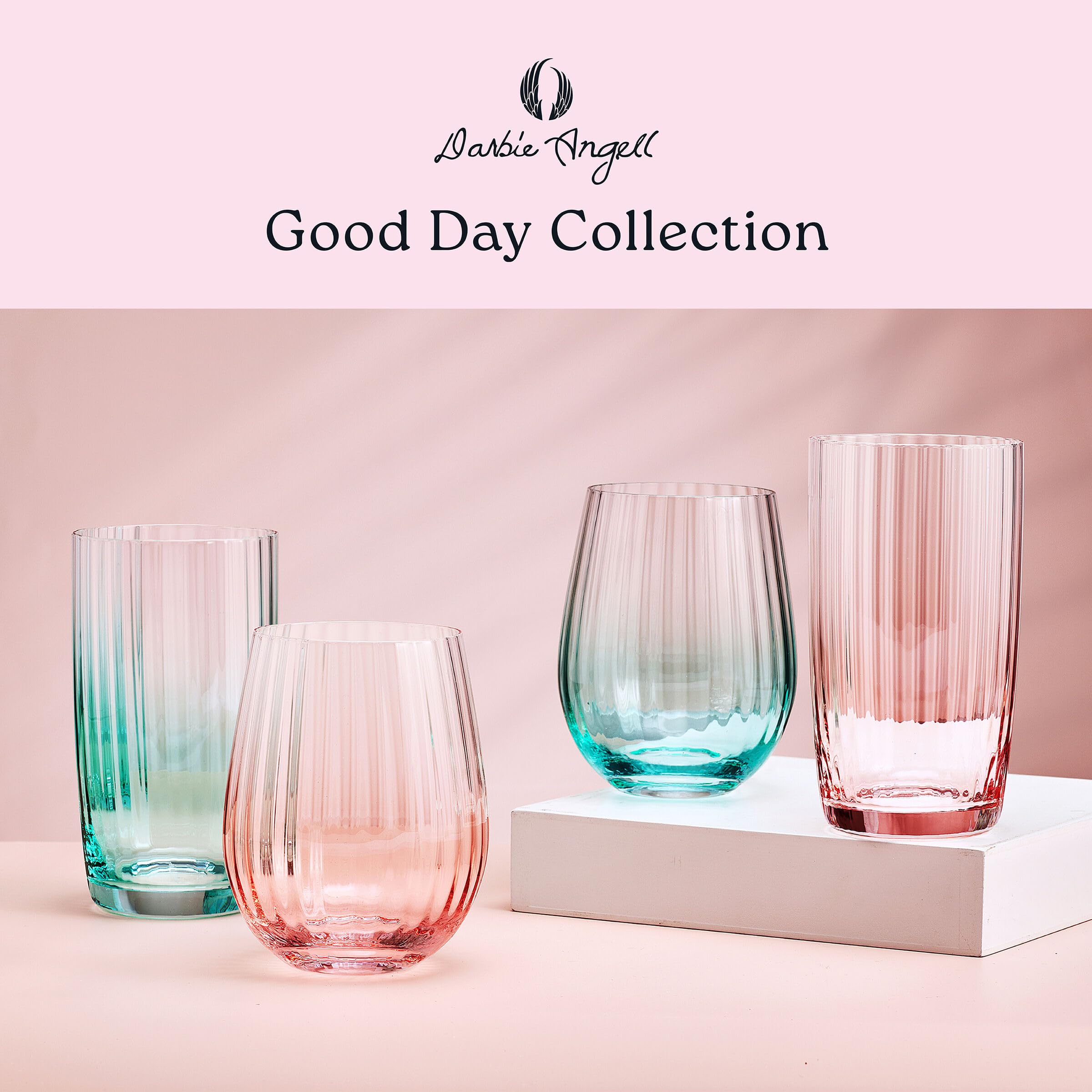 Amazon.com | Darbie Angell Good Day Set of 4 Highball Tall Iced