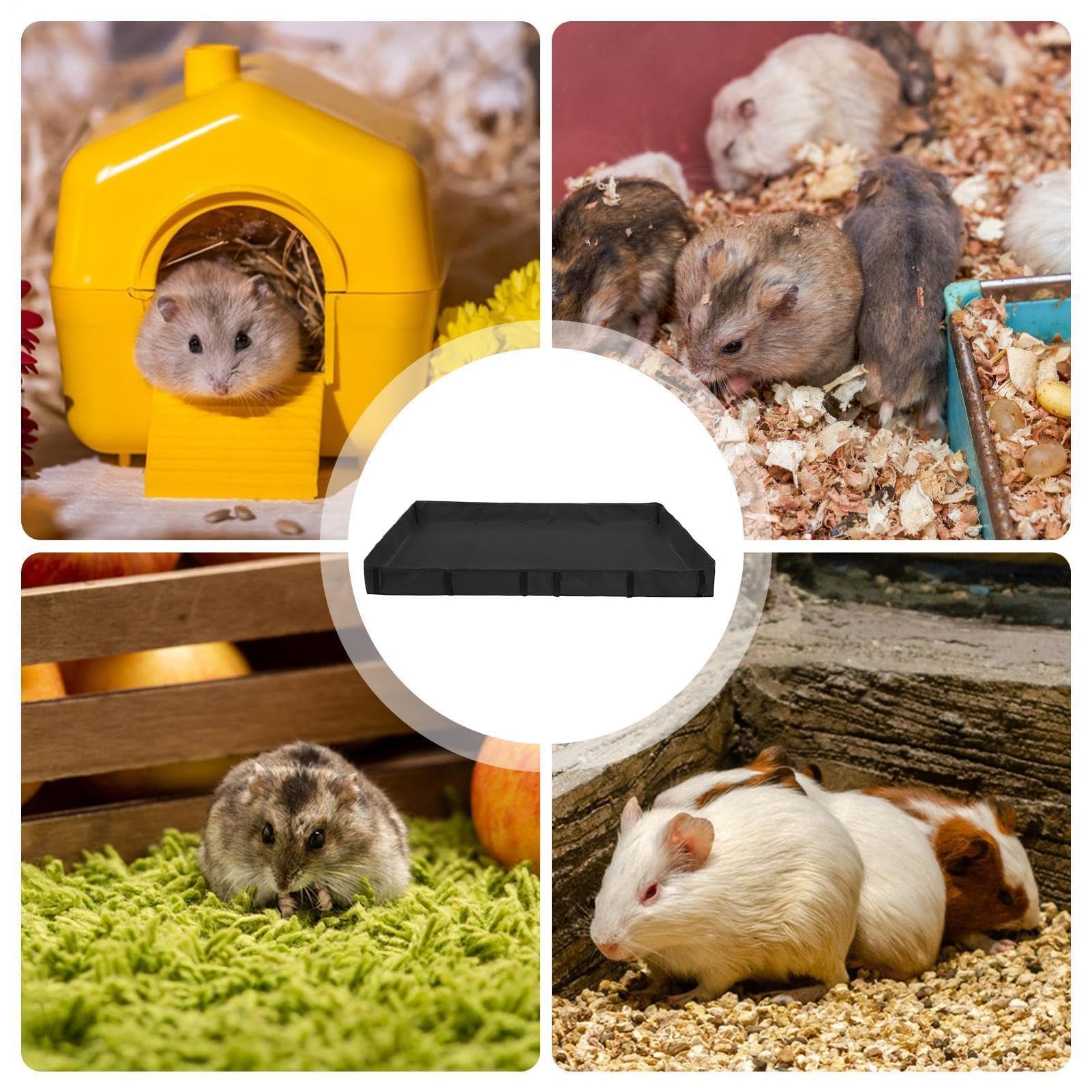 Generisch Fondo gabbia impermeabile per piccoli animali – Rivestimento lavabile in PVC con bordi rialzati e chiusure a gancio e anello – Tappetino di contenimento per porcellini, conigli e criceti