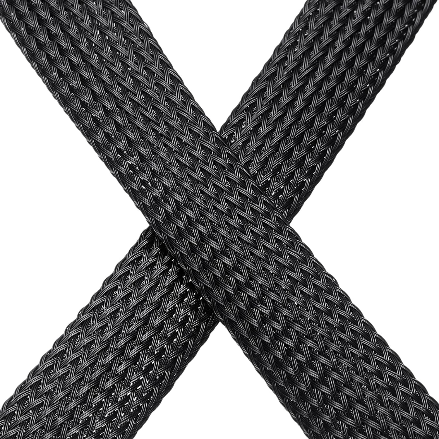 uxcell 50 Ft - 3/4 Inch Expandable Braided Cable Sleeve, PET Cable Management Wire Sleeving Cord Protector, Wire Wrap Loom Tube for TV Computer Audio, Office Home Devices, Black image 4