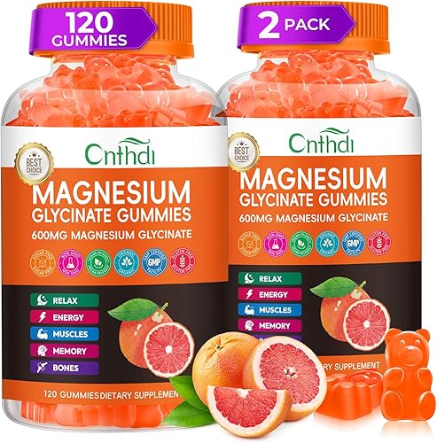 Miniatura 21 de Gomitas de glicinato de magnesio de 600 mg, gomitas de magnesio masticables sin azúcar para hombres y mujeres, apoya la rutina nocturna y el