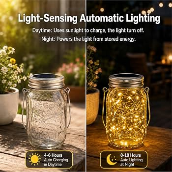 Amazon.com: HXWEIYE 8 Pack Solar Mason Jar Lights Lanterns,Jars