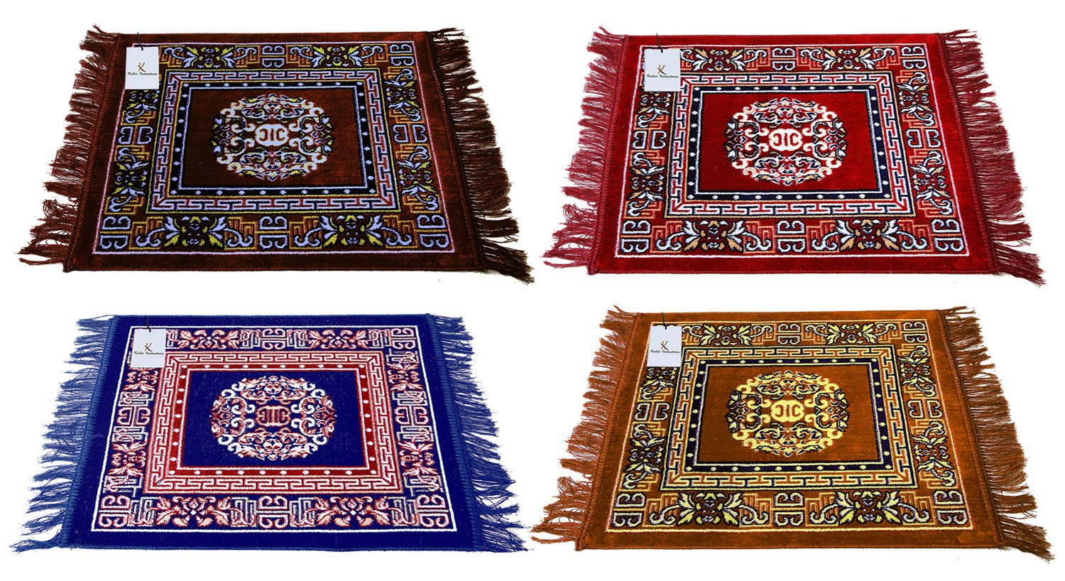Gold & Maroon Velvet Prayer Mat - Kuber Industries -15