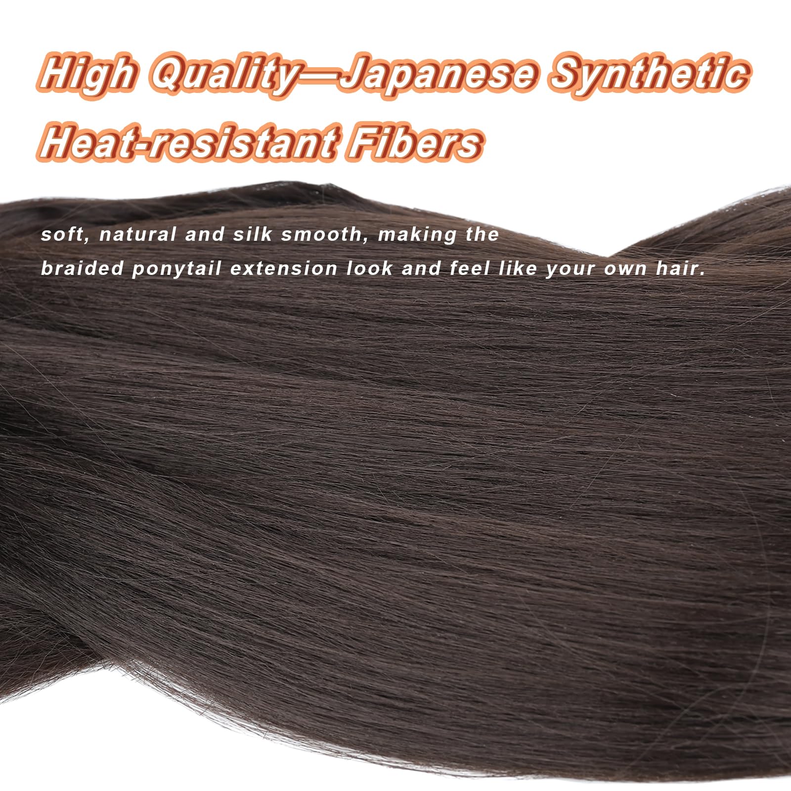 Gledola Long Braided Ponytail Extension 30 Inch Pre stretched Braiding Hair Extensions DIY Braid Ponytail Synthetic Hair Piece (Deep Brown - Image 3