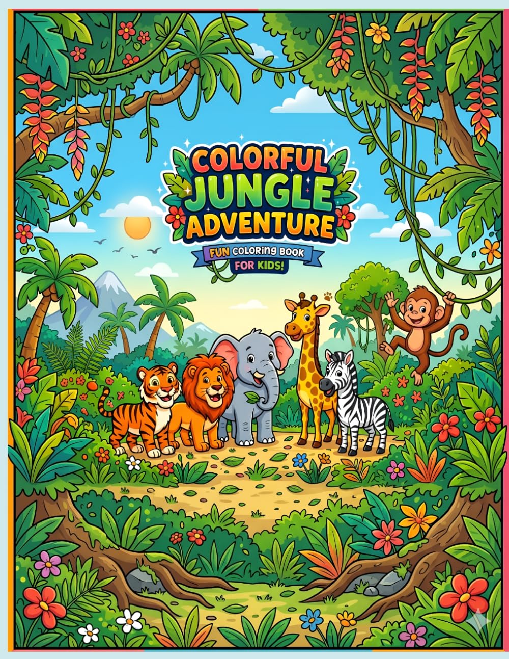Colorful Jungle Adventure: Fun Animal Coloring Book for Kids Ages 3–6