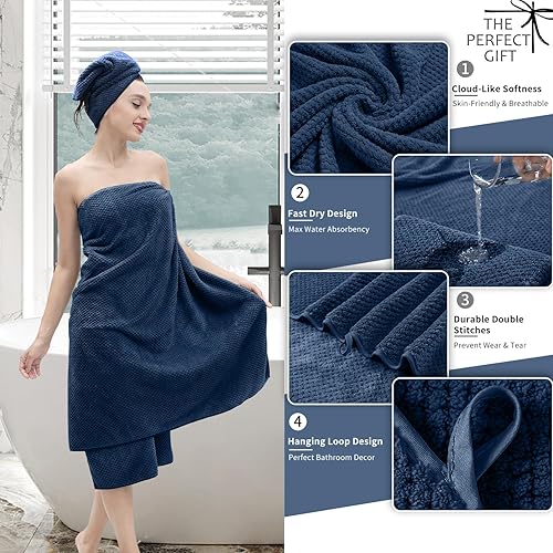 Miniatura 3 de Juego de Toallas de Mano de 2 Piezas - 16"x31", Juego de Toallas de Baño de Microfibra Ultra Suaves Altamente Absorbentes de Secado Rápido Toallas