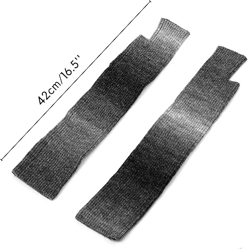 Vista 5 de F Flammi - Guantes largos, abrigados, tejidos sin dedos de cachemira para mujer con orificio para el pulgar