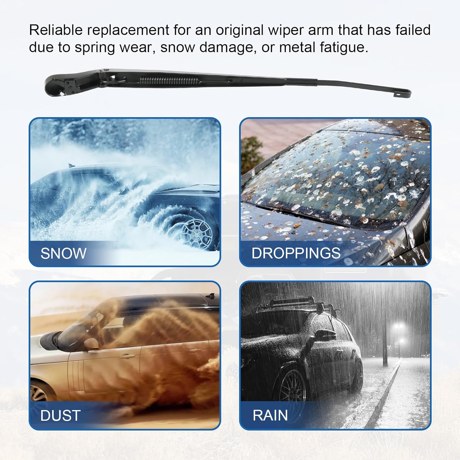 Passenger Side Front Windshield Wiper Arm #FL3Z-17526-A - Compatible with Ford F150 2015-2021, Expedition 2018-2023, F250 F350 F450 F550 2017-2023, Lobo 2015-2021, Lincoln Navigator 2018-2021