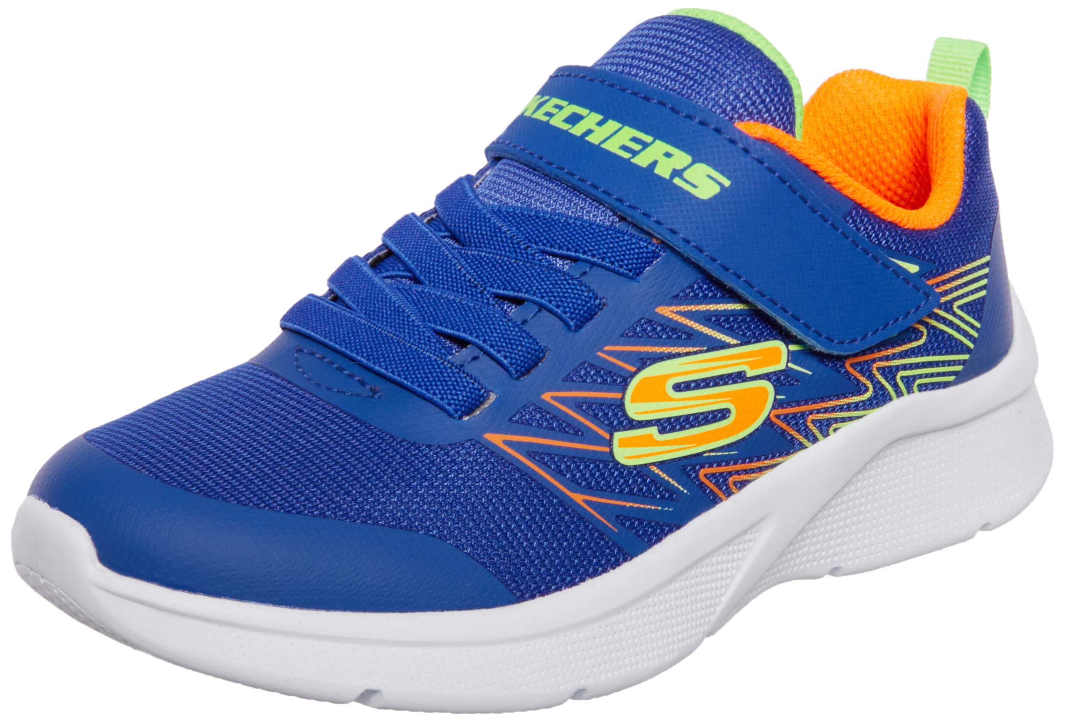 Skechers Jungen Microspec Texlor Sneaker, Blue Textile Orange Lime Trim, 34 EU