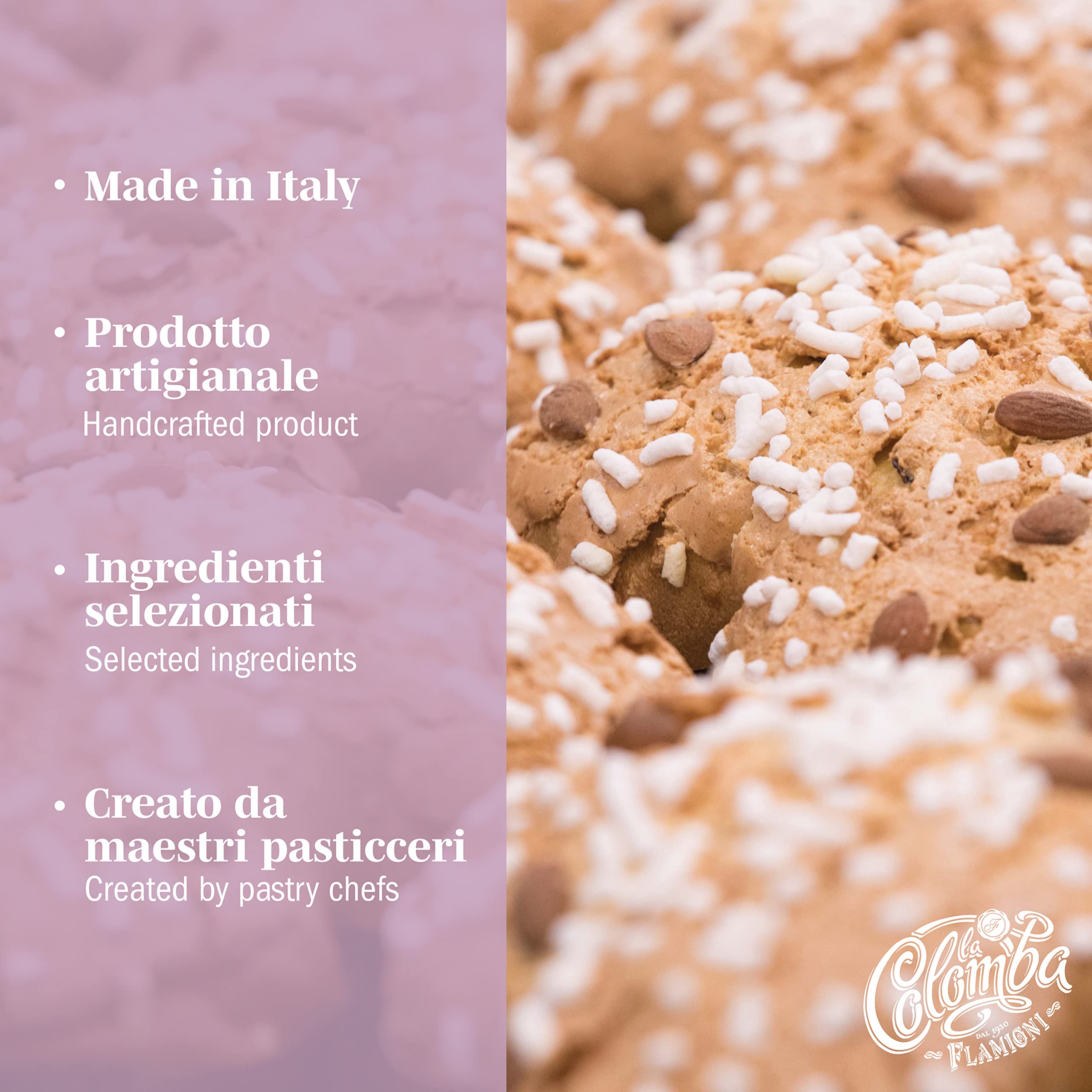 Flamigni - Klassische Artisan Colomba Cake (Taube) mit 13% kandierten Orangen und 9% Rosinen in einer herrlichen Geschenkverpackung 1KG
