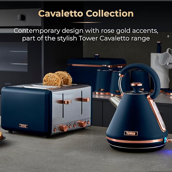 Tower Cavaletto Manual Microwave with 5 Power Levels and 35 Minute Timer, 800W, 20L, Midnight Blue & Rose Gold, T24038MNB - 4