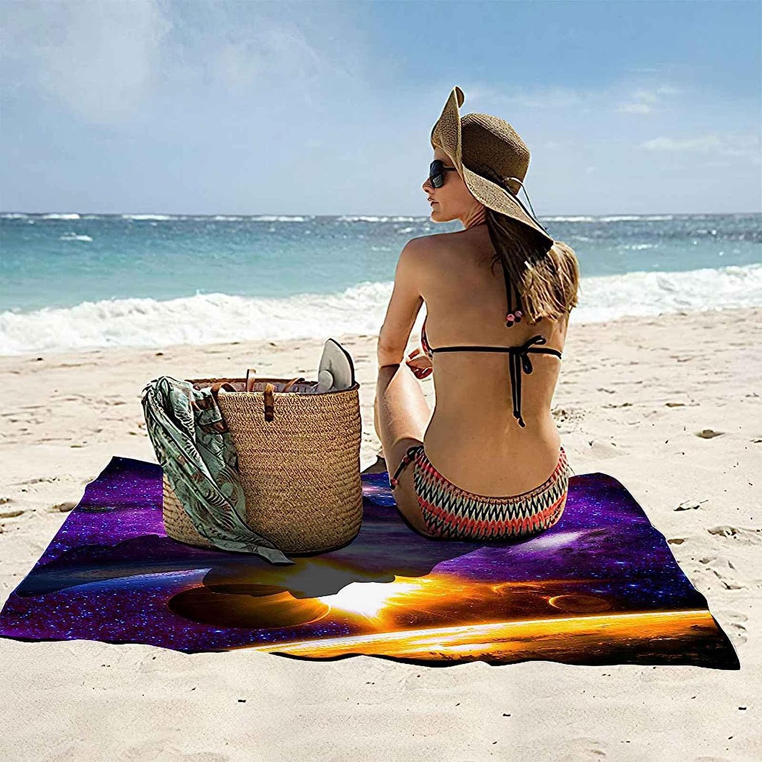Telo Mare Grande, Microfibra Asciugamano Da Spiaggia, Teli Mare 150 X 200 Cm, Asciugatura Rapida Antisabbia Adulti Teli Mare Per Nuoto Campeggio 3D Telo Mare Universo Fantastico -8L1P/P2N