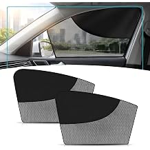 2 PCS Car Window Sun Shades, Heat & Sun Blocking Magnetic Cover for Front Driver & Passenger, Double-layer Breathable Mesh Sunshades, Full/Half Blackout Protector for Most Cars Black