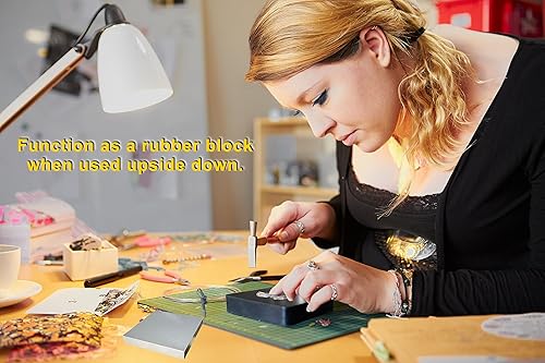 Miniatura 4 de HimaPro Yunque cuadrado plano de acero cromado de 3 pulgadas con bloque de goma de 4 pulgadas, una gran herramienta para la fabricación de joyas,