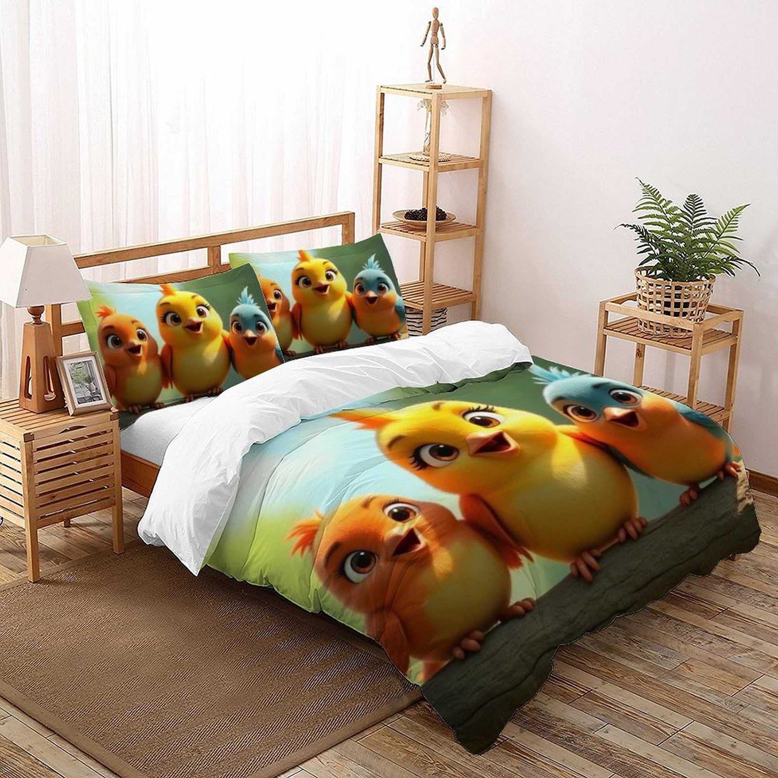 Housse de couette 260x220 animaux 3D en microfibre douce qui ne rétrécit pas