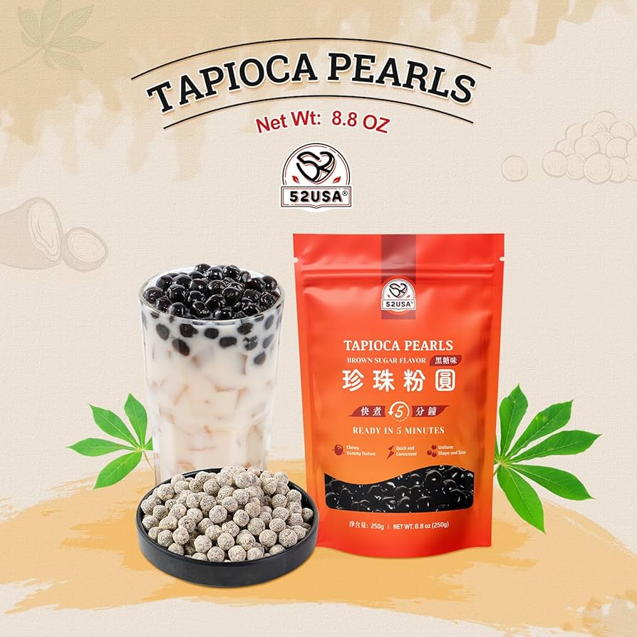 Amazon.com : 52USA Boba Tapioca Pearl, Black Sugar Flavor