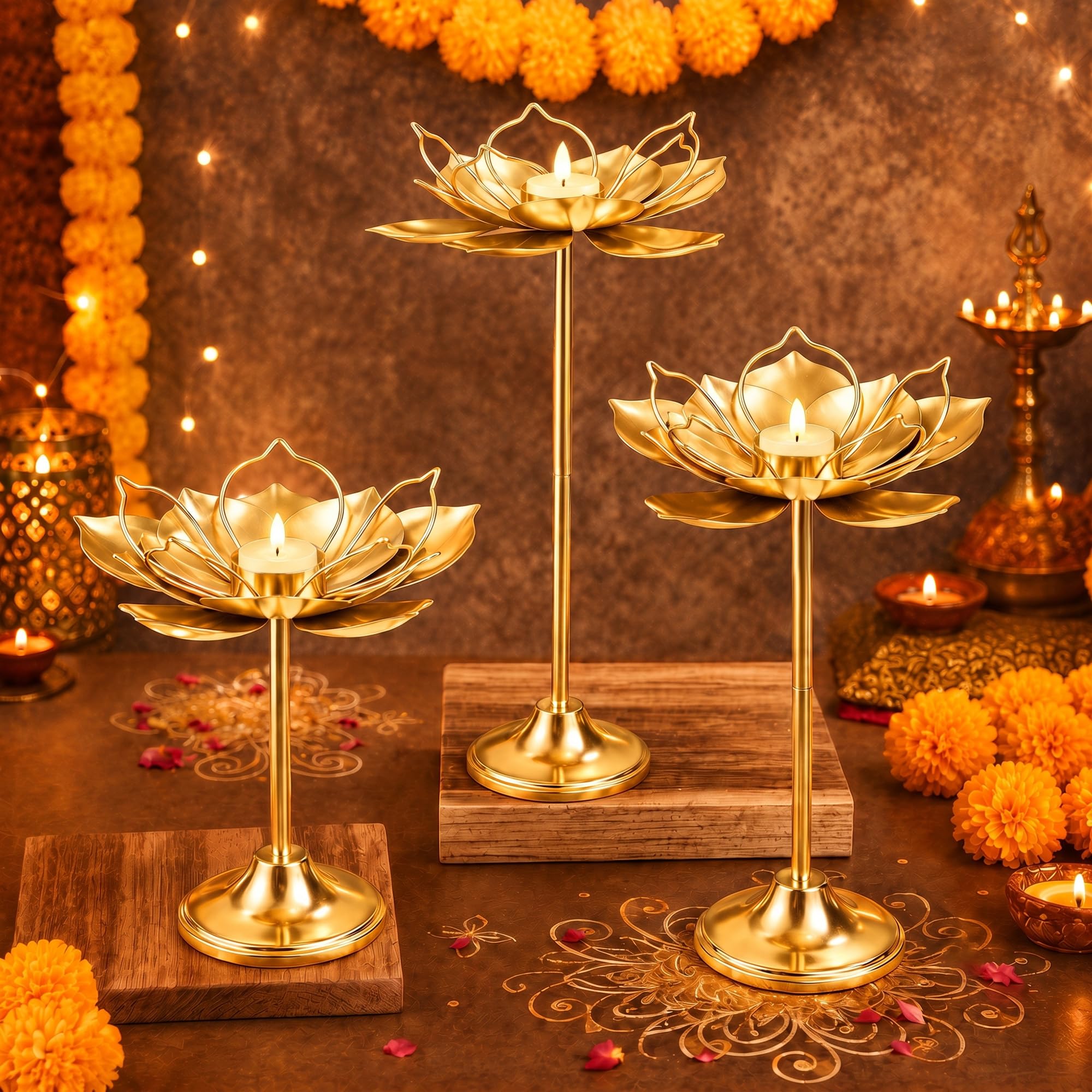 FUNID 6 Set Ramadan Decorations Gifts Include 6 Glass Votive Tea Light Candle Holder 6 LED Flameless Candles Eid Mubarak Decorations for Home Party Table Centerpieces