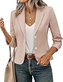 FOLUNSI Women's Business Casual Cropped Blazer Lapel Collar Long Sleeve Work Office Suit Jacket with Fully Lined S-XL