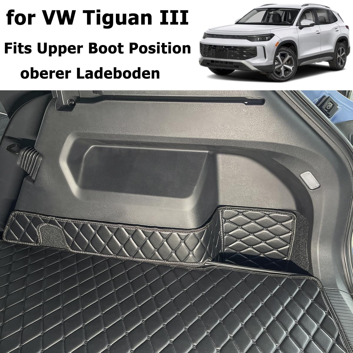 Kofferraumwanne für VW Tiguan III 2024-2026 (Ohne Plug-in-Hybrid) | (oberer Ladeboden) Kofferraummatte Kofferraumabdeckung