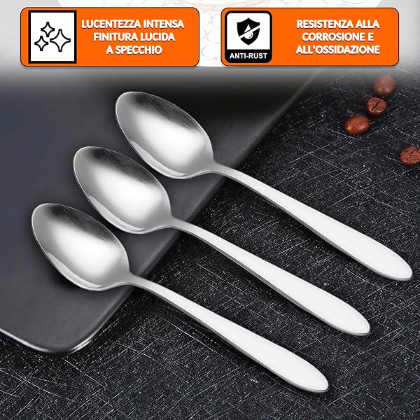 Cucchiaini da caffè piccoli in acciaio inox 12 cm – Resistenti e brillanti – Ideali per espresso e cappuccino – Perfetti per casa, bar e ristoranti (24 Pezzi) - 3