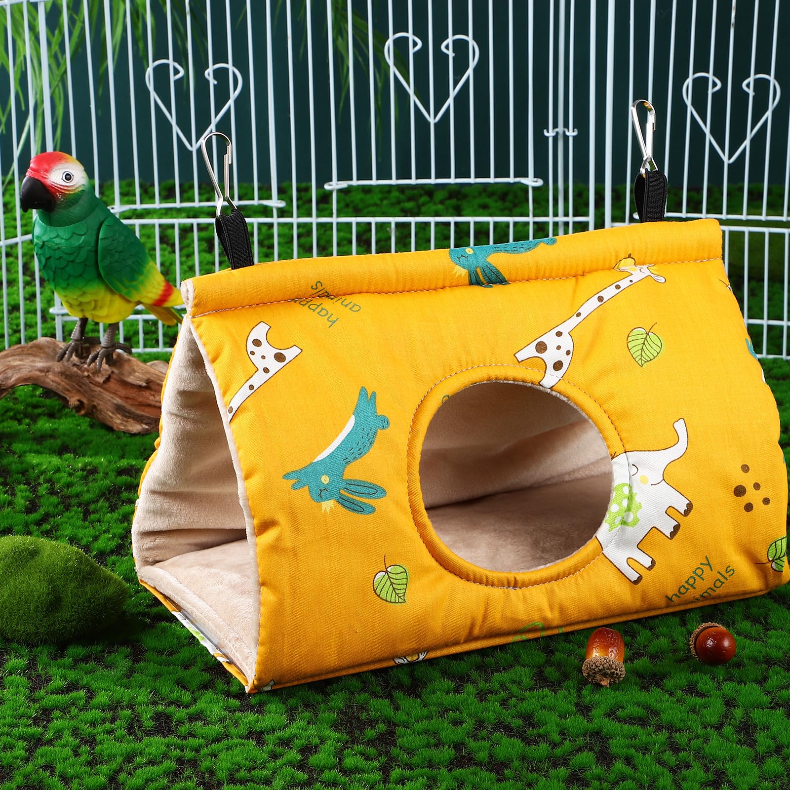 BETOOKY Nidos de Pájaros para Periquitos y Cacatúas, Casa Colgante Cálida de Forro Polar y Algodón, Instalación Colgante para Descanso y Juego de 2 Unidades